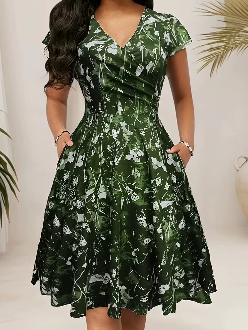 Robe longue d'été 2026 à col r - French Vintage Floral Midi Dress avis et prix