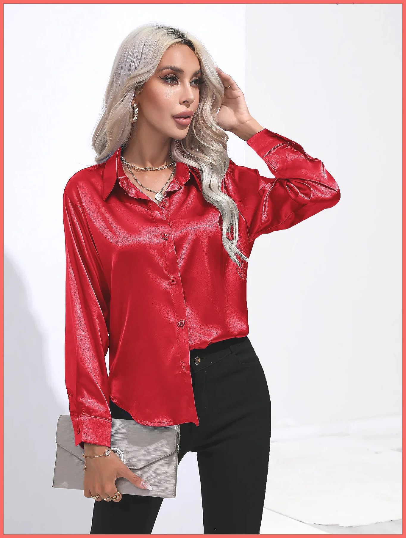 Chemise en satin pour femme Pr - Blouses avis et prix