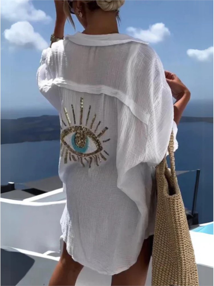 Robe chemise décontractée à se - Casual Loose Linen Shirt Dress avis et prix