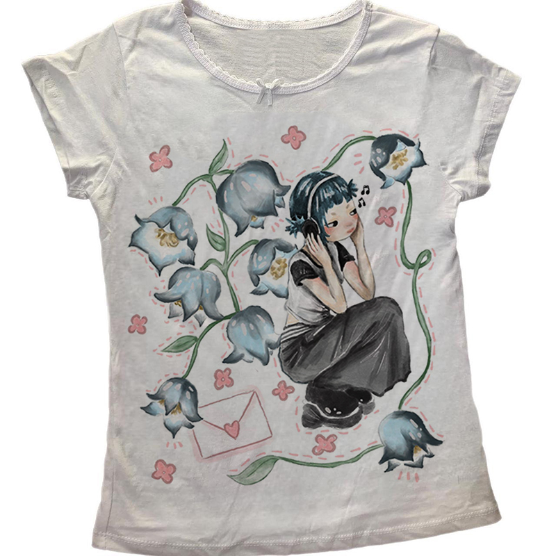 Y2K coréen populaire vêtements - Y2K Graphic Baby Tee Crop avis et prix