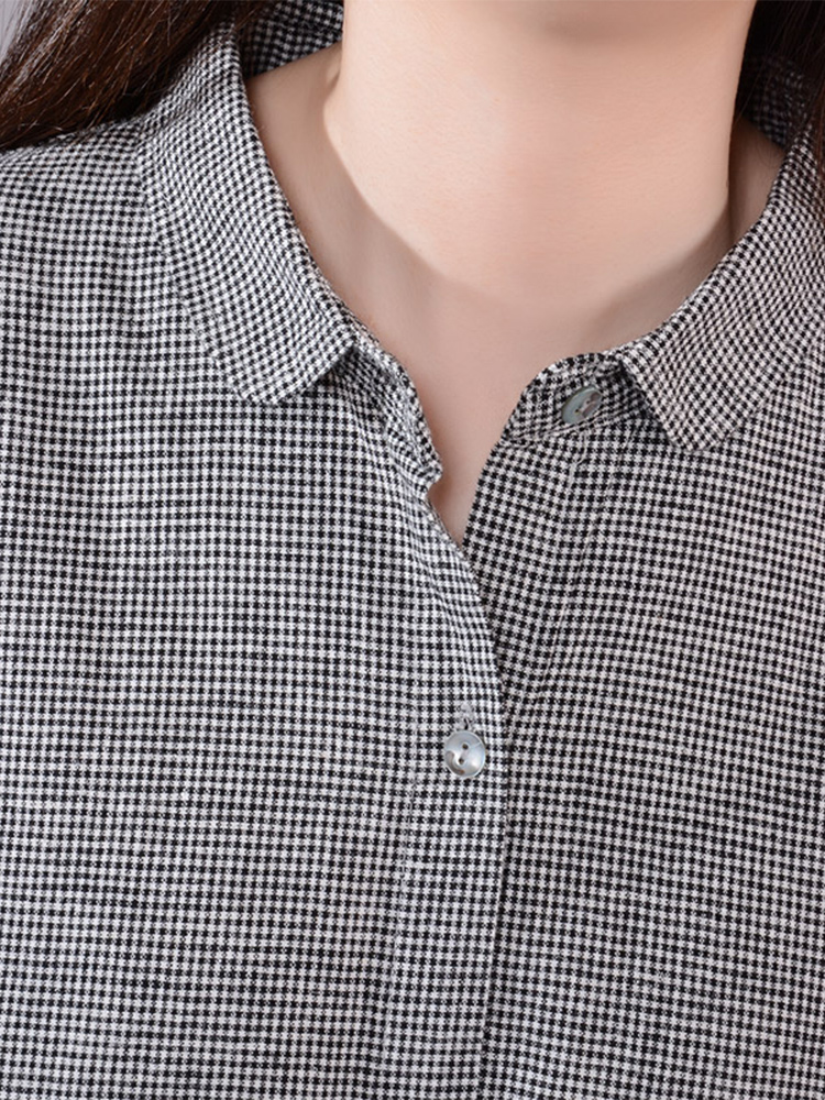 Robe chemise à carreaux en cot - Korean Style A Line Shirt Dress avis et prix