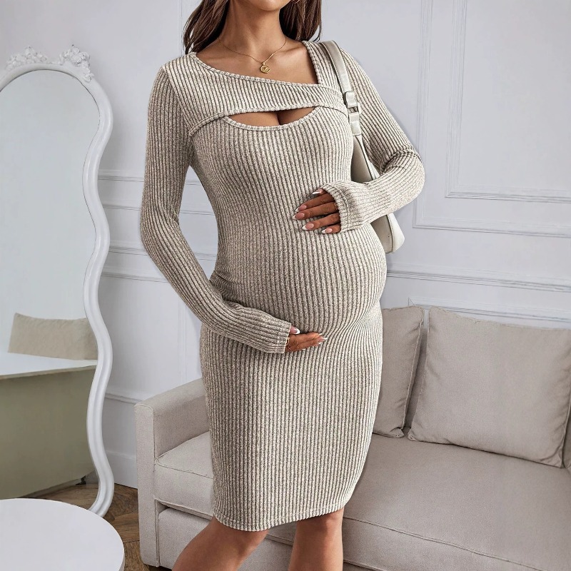 Vêtements de maternité, robe c - Bodycon Long Sleeve Ribbed Dress avis et prix