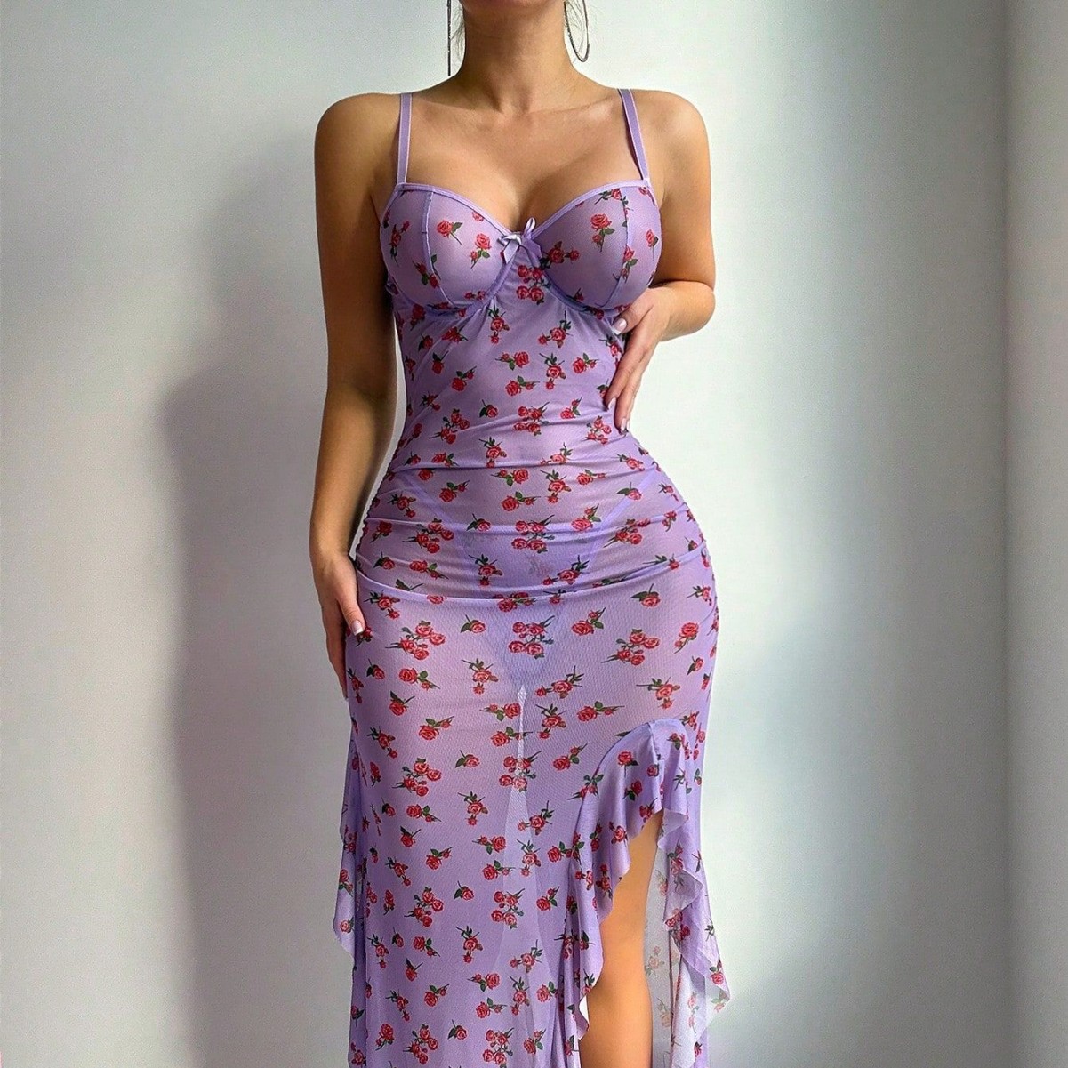 Robe nuisette en maille transp - Sexy Mesh Sheer Bodycon Dress avis et prix