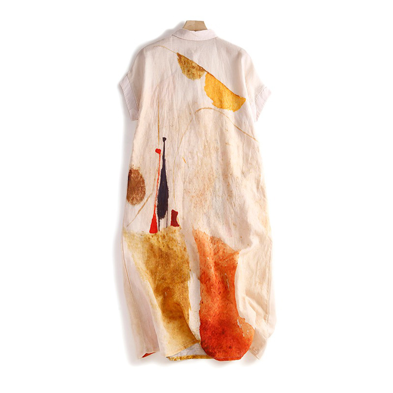 Robe chemise décontractée en c - Casual Loose Linen Shirt Dress avis et prix
